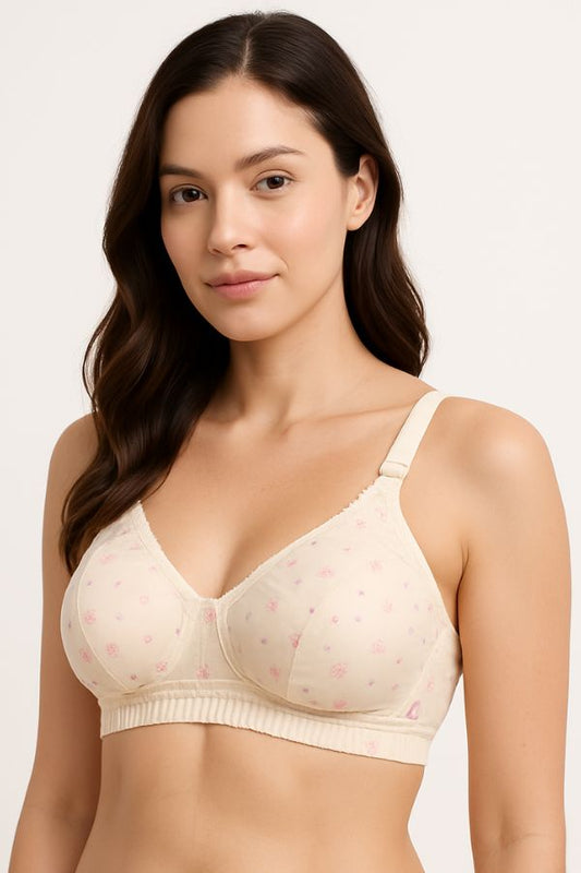 Maroon Embroidered Full Coverage Bra for Women - Floral