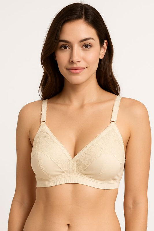 Maroon Embroidered Full Coverage Bra for Women - Floral
