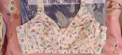 Maroon Embroidered Full Coverage Bra for Women - Floral