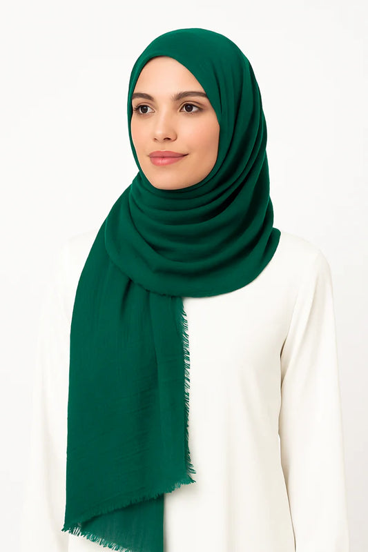 Dark Green - Crimp Lawn Hijab