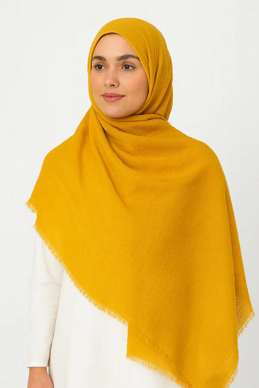 Yellow - Crimp Lawn Hijab